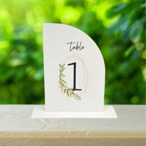 Acrylic Table Number 1/8” Thick—Graphic Leaves 5"×7″—(Select colour) (Select Package and Shape)