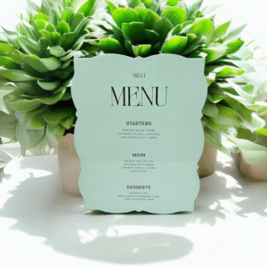 Acrylic Menu 1/8” Thick— Essential Harmony 8" × 10″—(Select colour) (Select Package and Shape)