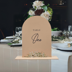 Acrylic Table Number 1/8” Thick— Graphic Bouquet 5×7″—(Select colour) (Select Package and Shape)