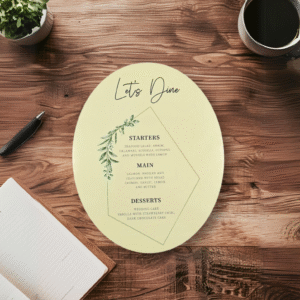 Acrylic Menu 1/8” Thick— Graphic Leaves 8" × 10″—(Select colour) (Select Package and Shape)