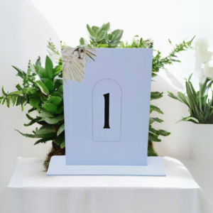 Acrylic Table Number 1/8” Thick—Graphic Lunaria 5×7″—(Select colour) (Select Package and Shape)